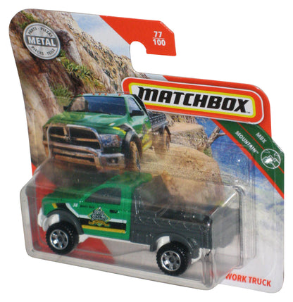 Matchbox MBX Mountain (2019) Green Ram Work Truck Metal Toy 77/100 - (Short Card)
