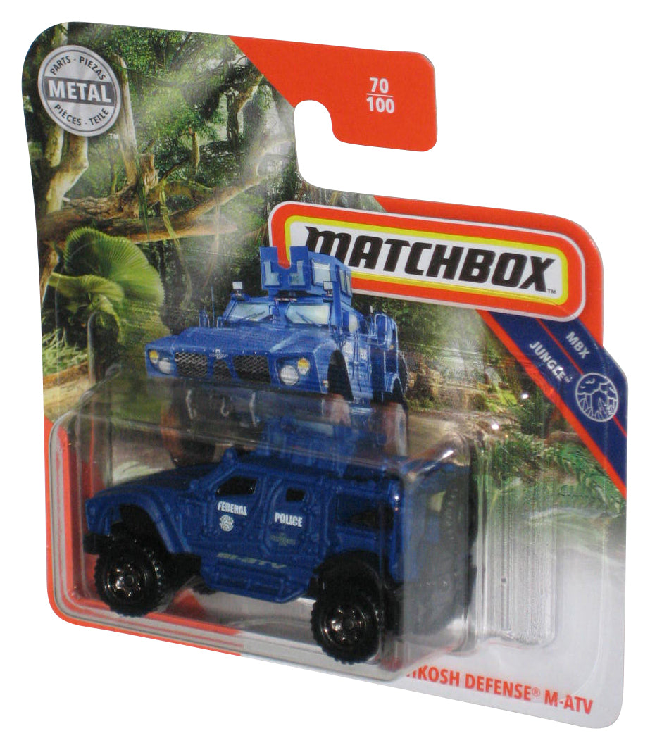Matchbox MBX Jungle (2019) Blue Oshkosh Defense M-ATV Toy Car 70/100 - (Short Card)