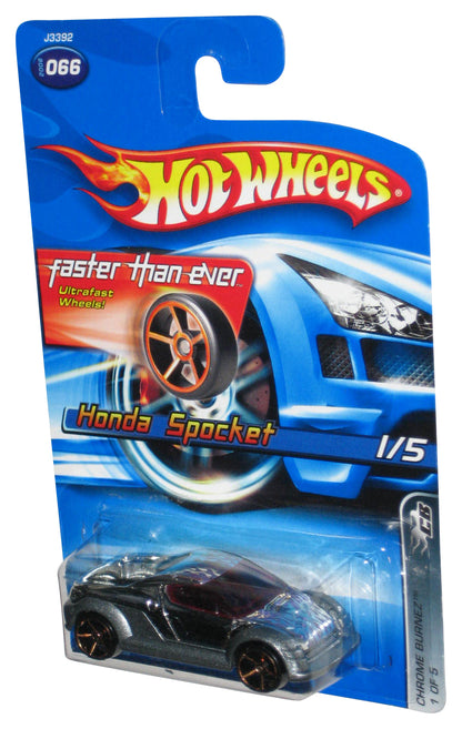 Hot Wheels Chrome Burnerz 1/5 (2006) Silver Honda Spocket Toy Car #066 - (Faster Than Ever Card)