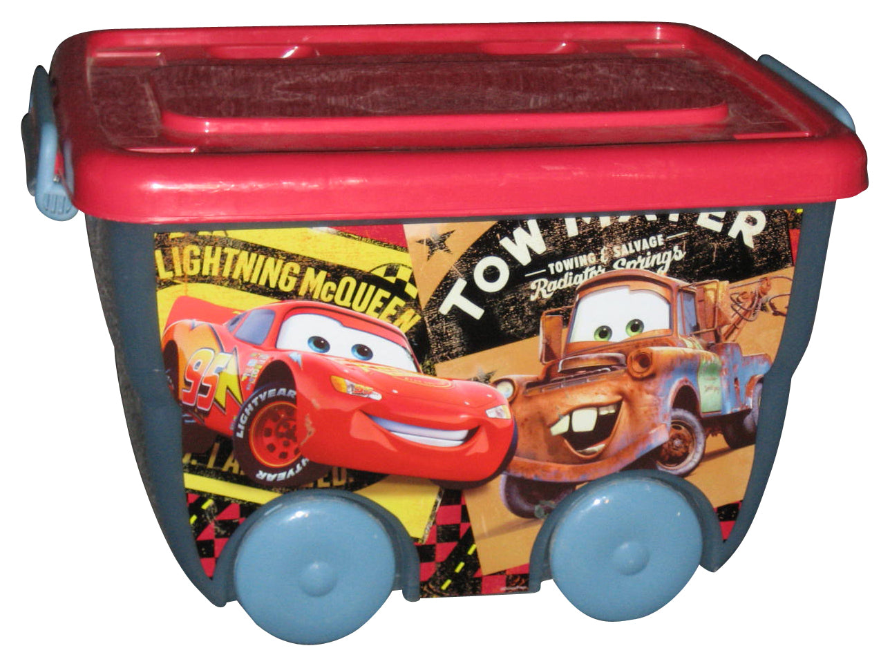 Disney Pixar Cars Lightning McQueen & Mater Plastic Storage Bin w/ Wheels