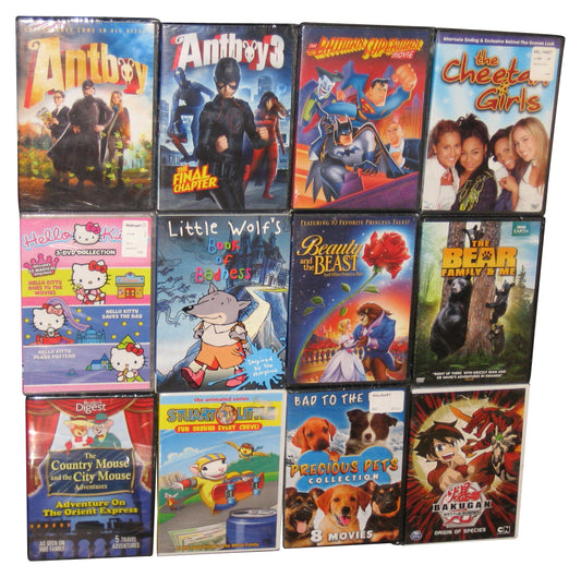 Kids Children DVD Lot of 12 - (Antboy 1 & 3, Batman Superman, Cheetah Girls, Hello Kitty, Bakugan, etc.)