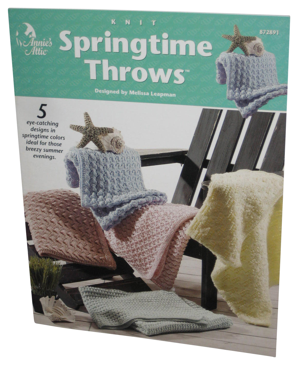 Annie's Attic Knit Springtime Throws Melissa Leapman Paperback Book #872891