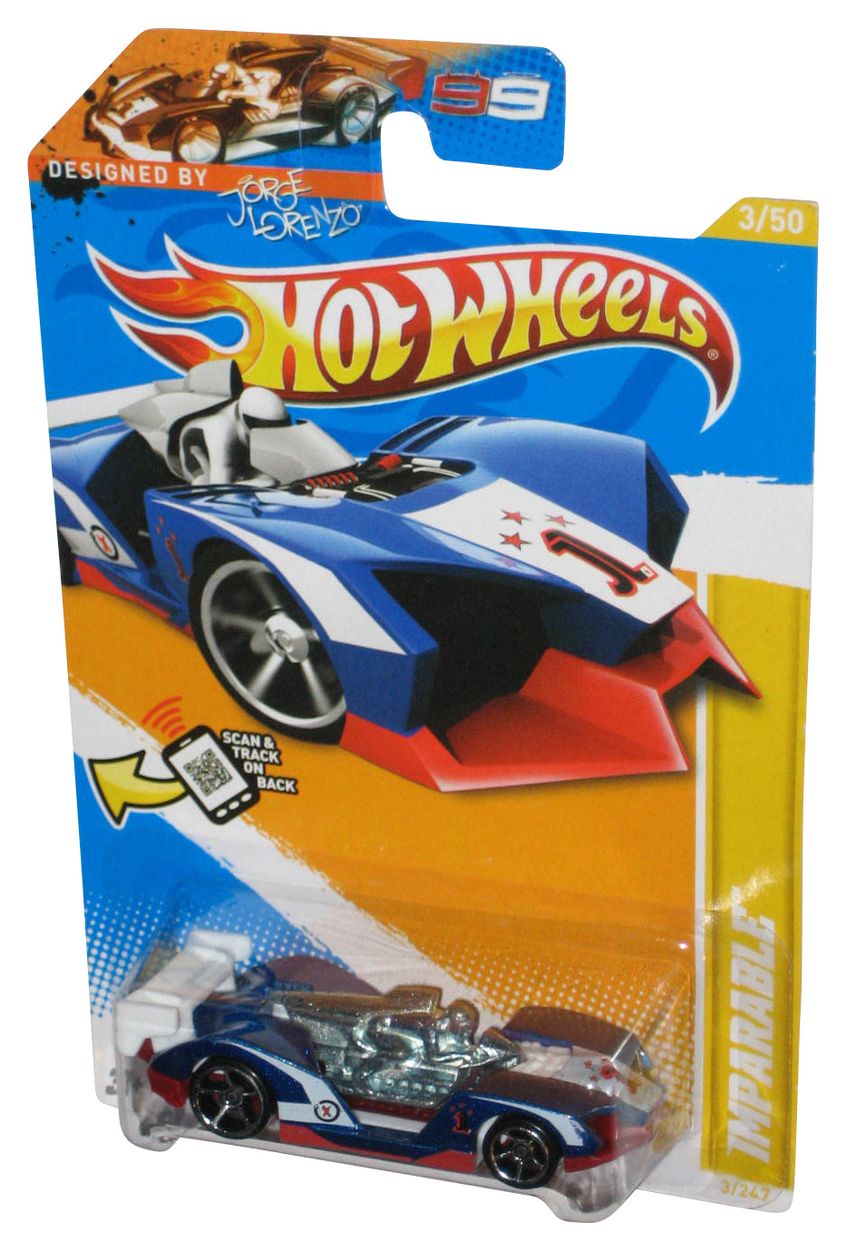 Hot Wheels 2012 New Models 3/50 Blue & Red Imparable Jorge Lorenzo Toy Car 3/247