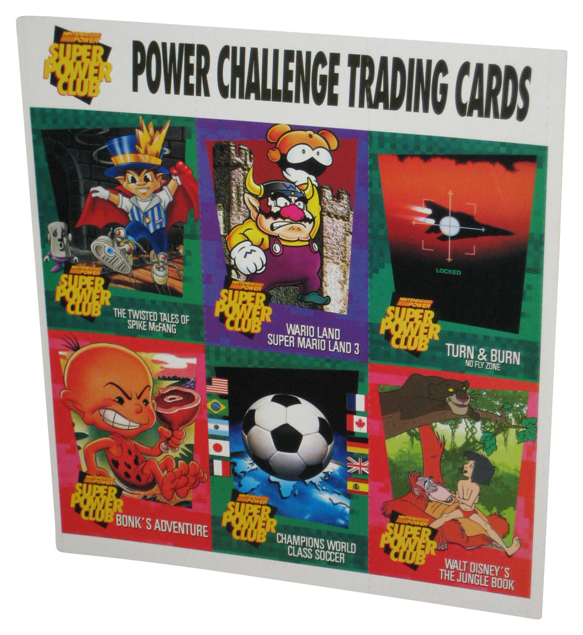 Nintendo Power Challenger Trading Cards Sheet - (Twisted Tales of Spike McFang, Wario Land 3, Turn & Burn, Bonk's Adventure, Soccer & Jungle Book)