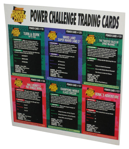 Nintendo Power Challenger Trading Cards Sheet - (Twisted Tales of Spike McFang, Wario Land 3, Turn & Burn, Bonk's Adventure, Soccer & Jungle Book)