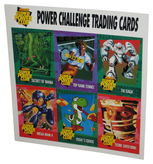 Nintendo Power Challenger Trading Cards Sheet - (Secret of Mana, Top Rank Tennis, 7th Saga, Mega Man 4, Yoshi's Cookie & Tecmo Super Bowl)
