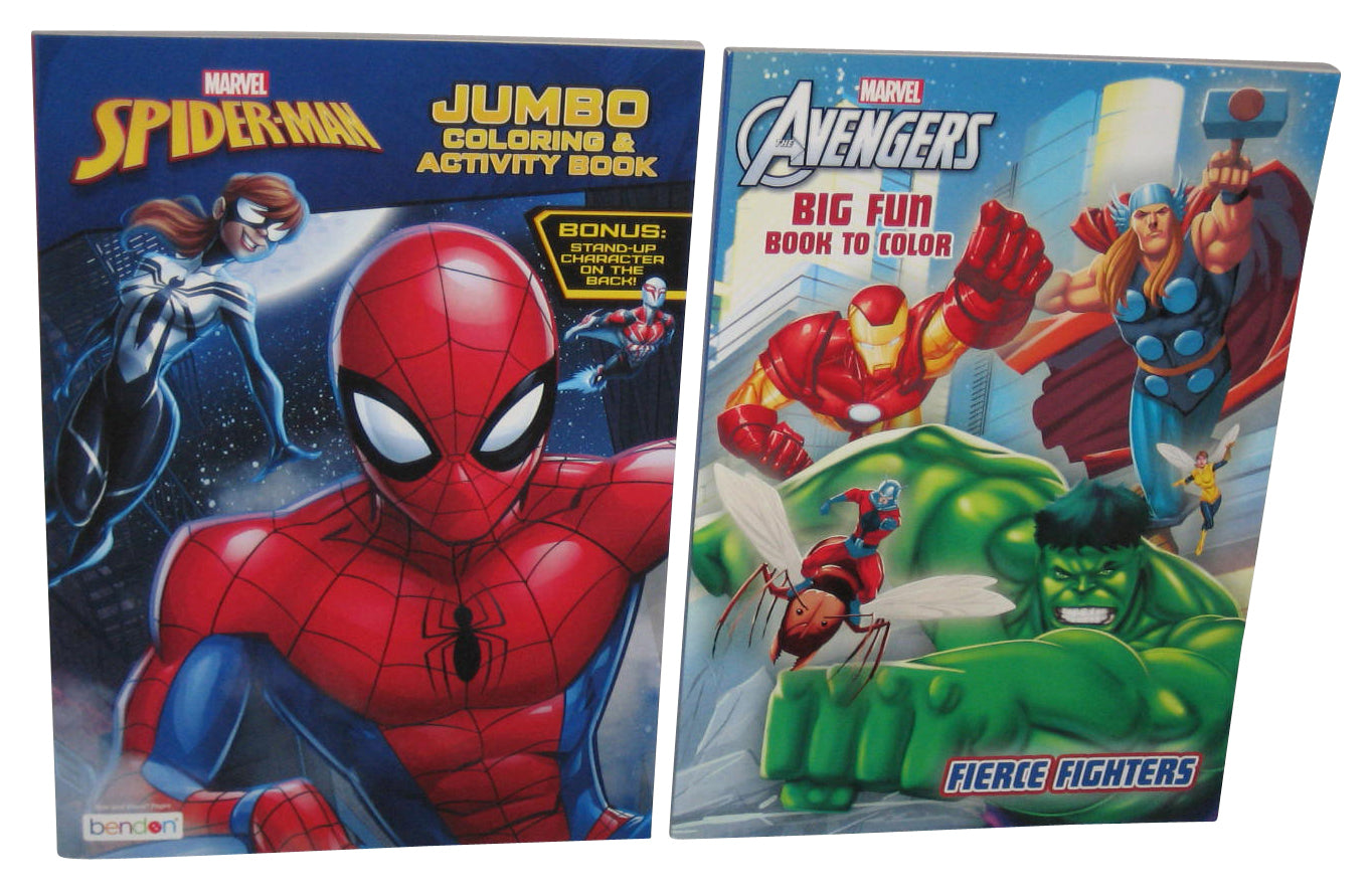 Marvel Spider-Man & Avengers Bendon Jumbo Big Fun Coloring Book Lot