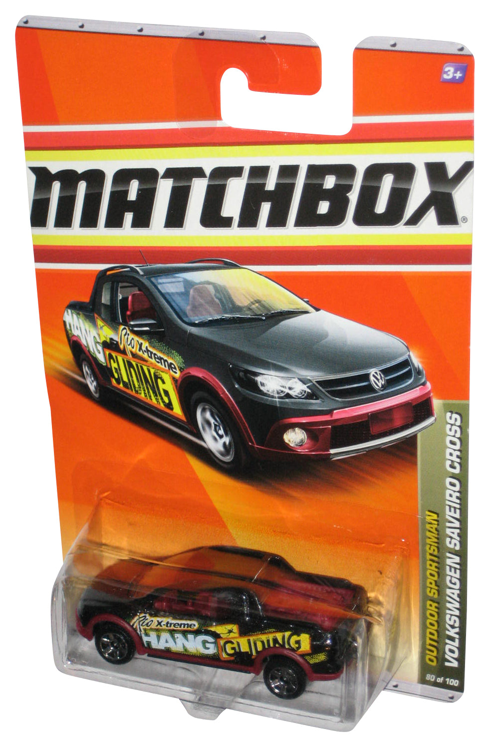 Matchbox Outdoor Sportsman (2010) Black Volkswagen Saveiro Cross Car 80/100 - (Dented Plastic)