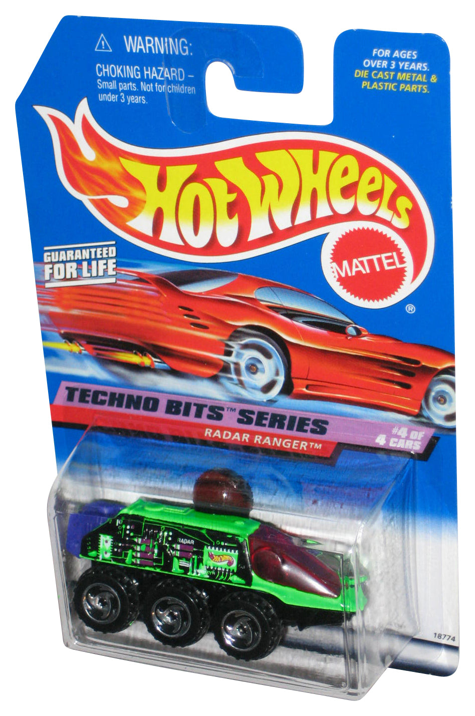 Hot Wheels Techno Bits 4/4 (1997) Green Radar Ranger Toy Car #692
