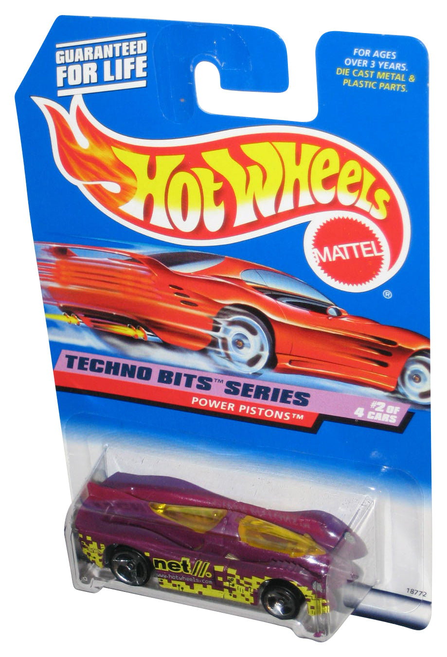 Hot Wheels Techno Bits 2/4 (1997) Purple Power Pistons Toy Car #690