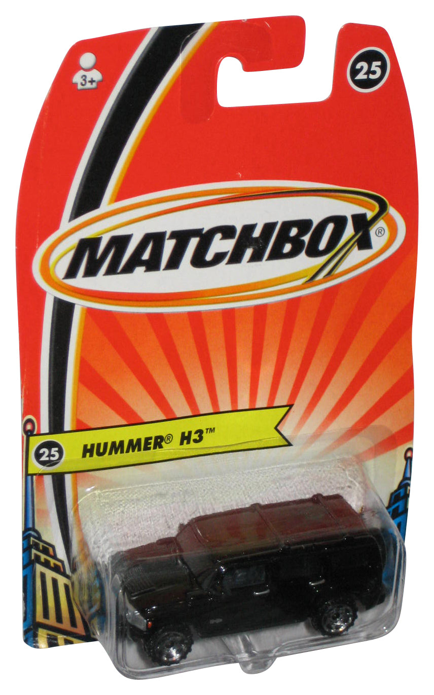 Matchbox Hummer H3 (2005) Mattel Black Toy Car #25 - (Card Minor Wear)