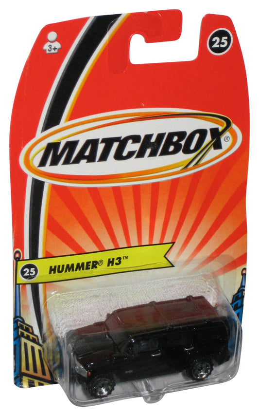 Matchbox Hummer H3 (2005) Mattel Black Toy Car #25 - (Card Minor Wear)