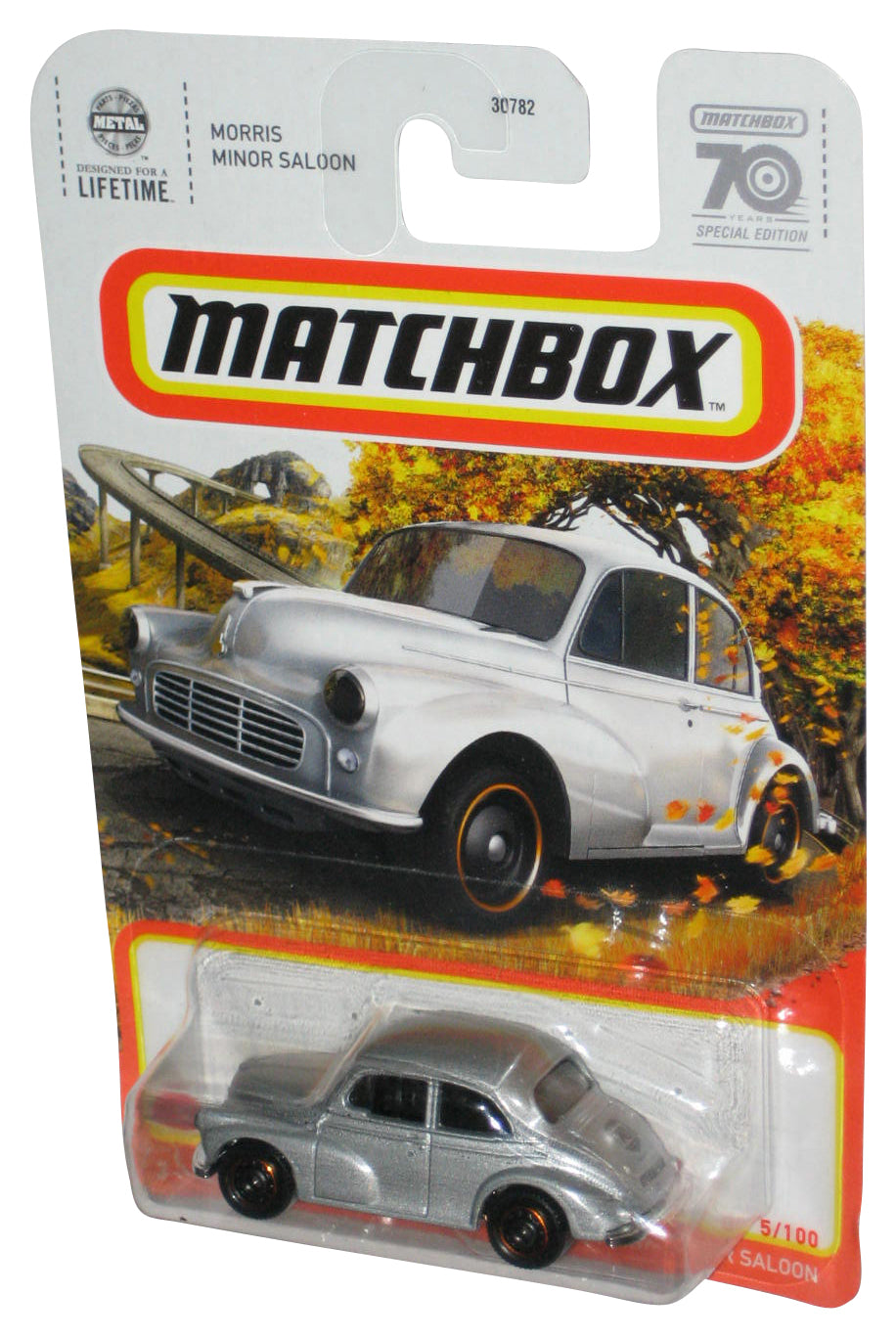 Matchbox Morris Minor Saloon (2023) Mattel Silver Toy Car 5/100