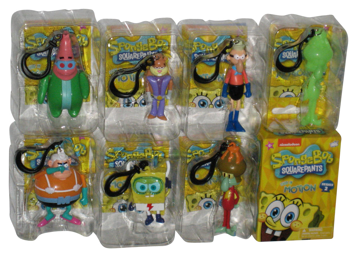 Spongebob Squarepants Chibi In Motion (2023) Figure Keychain 7pc Complete Set