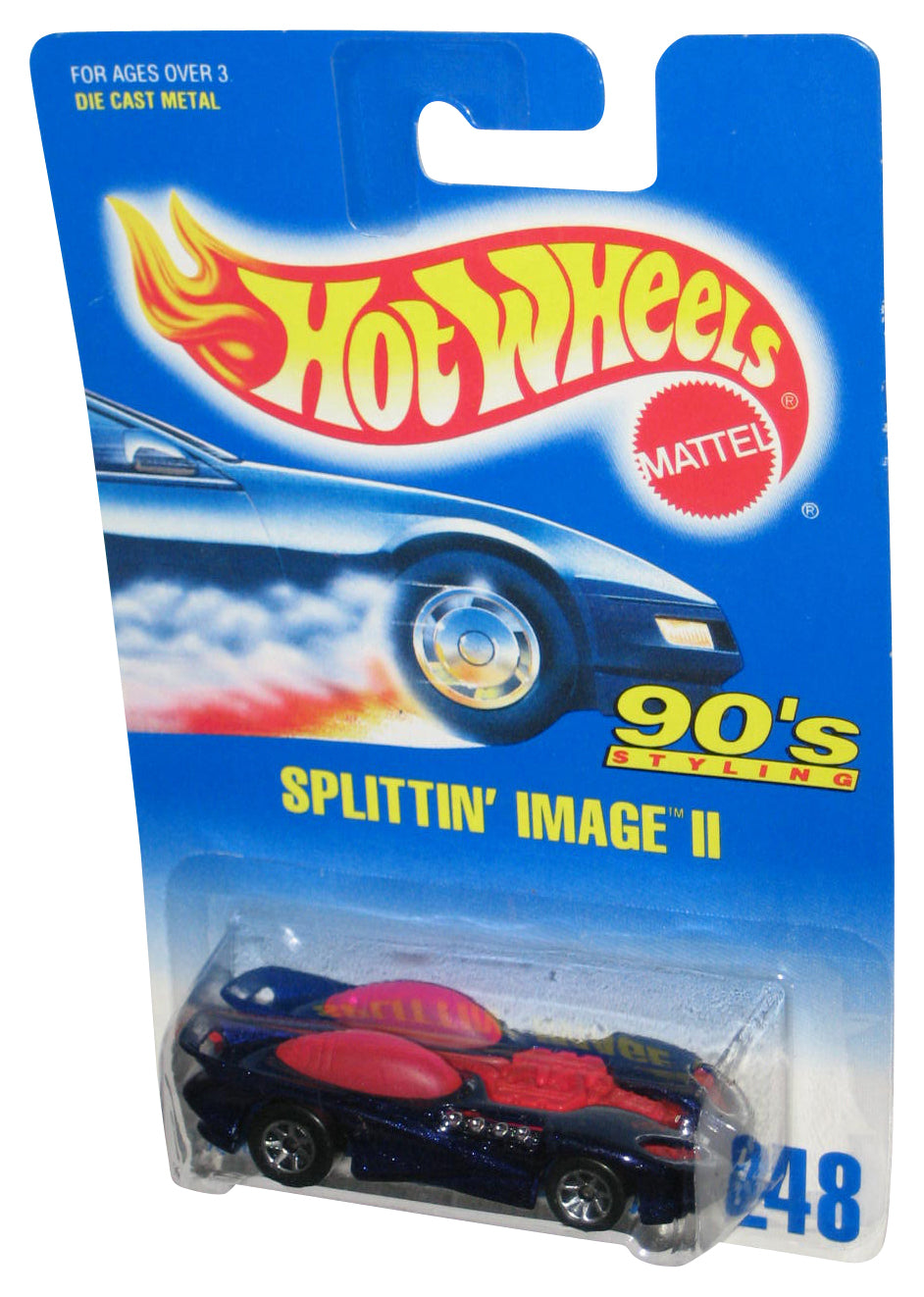 Hot Wheels 90's Styling (1992) Blue Splittin' Image II Toy Car #248 - (Pink Interior)