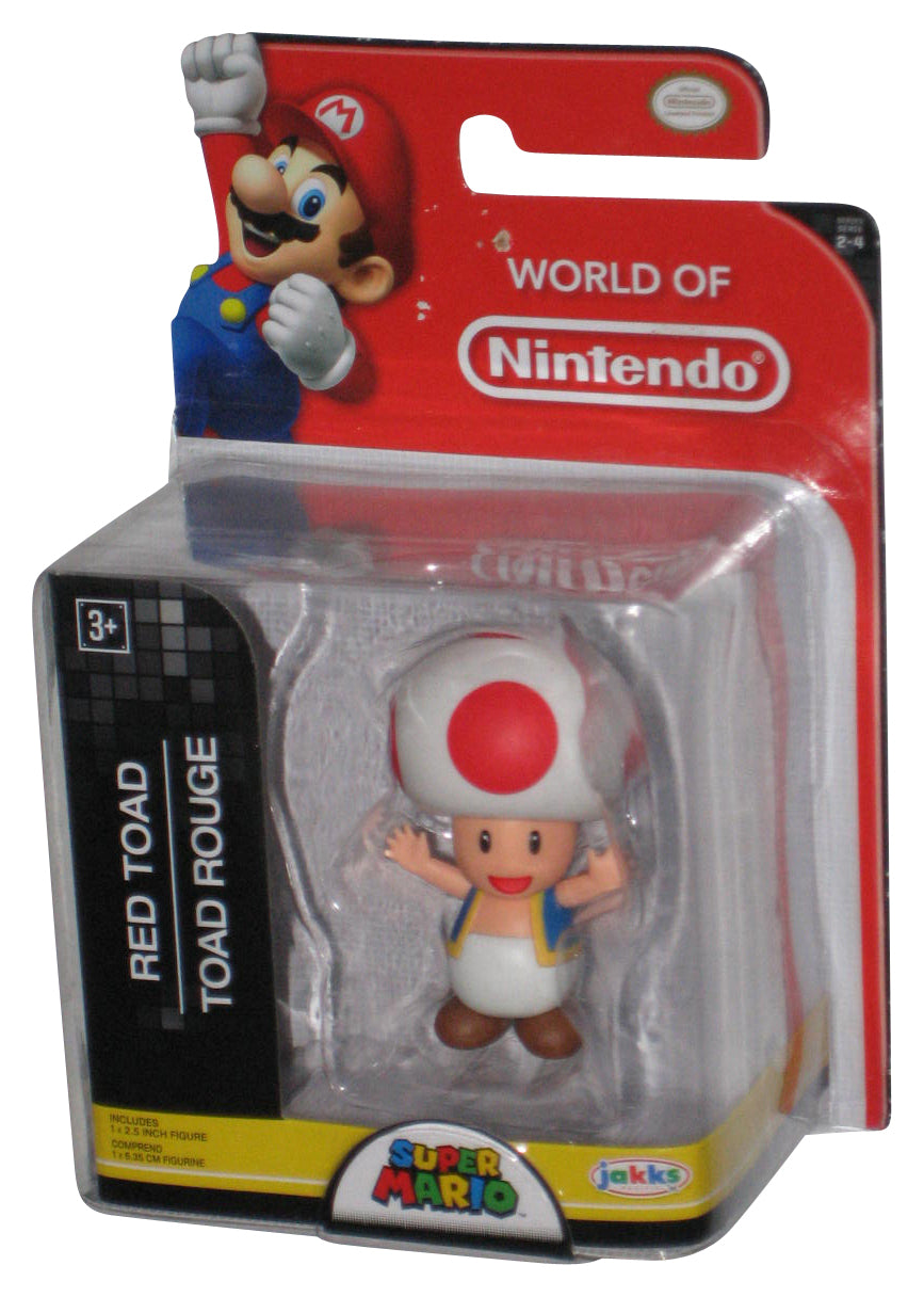 Super Mario Bros. World of Nintendo Red Toad (2016) Jakks Pacific Figure - (Card Small Pin Hole)