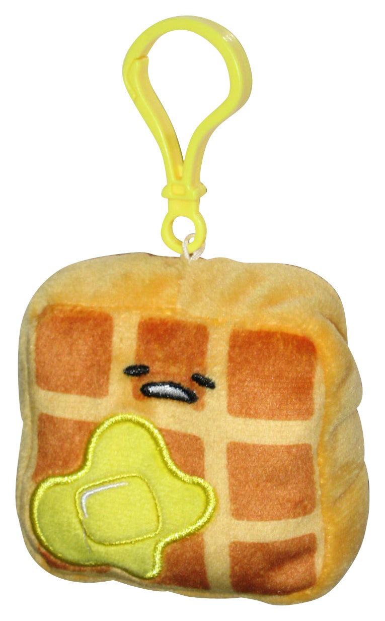 Gudetama Lazy Egg Dangler Bullsitoy 3-Inch Waffle Clip-On Plush Keychain