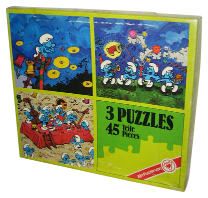 The Smurfs Peyo 45pc Puzzle Vintage Box Set - (3 Puzzles)