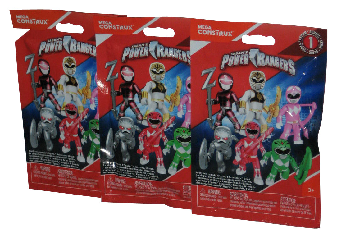 Power Rangers Mega Construx Series 1 (2016) Random Blind Pack Toy Figure - (Lot of 3)