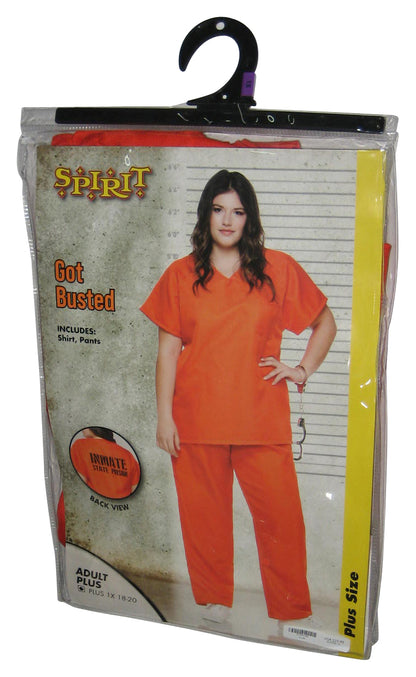 Spirit Halloween Adult Got Busted Orange Prisoner Inmate Costume - (Size Plus 1X 18-20)