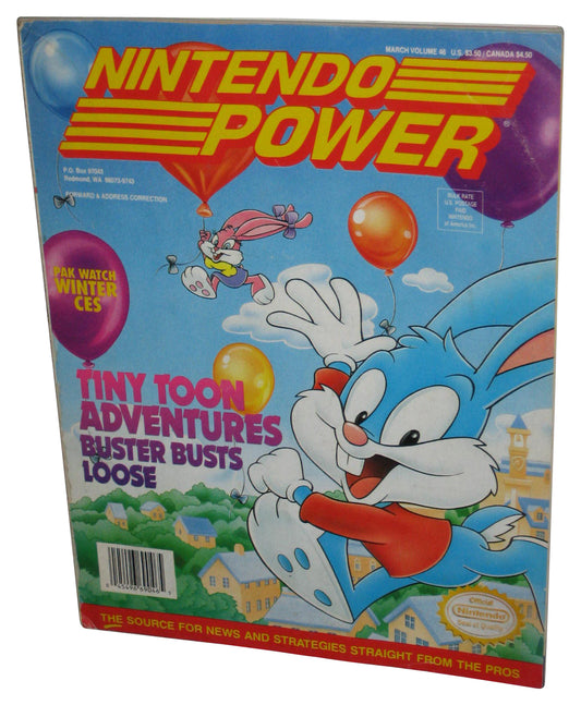 Nintendo Power March Vol. 46 Magazine Book w/ Taz Poster & Cards - (Tiny Toon Adventures Cover)
