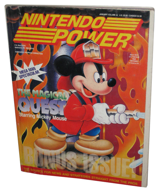 Nintendo Power January Vol. 44 Magazine Book w/ Ren & Stimpy Poster Stickers & Cards - (Mickey Mouse Magical Quest Cover)