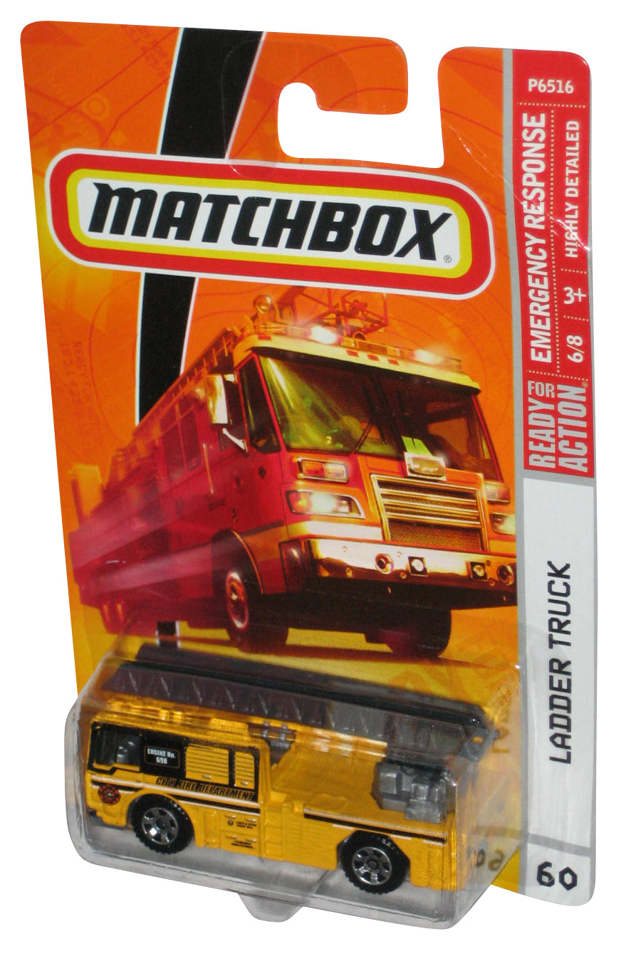 Matchbox Emergency Response 6/8 (2008) Yellow Ladder Truck Toy #60 - (Card Small Crease)