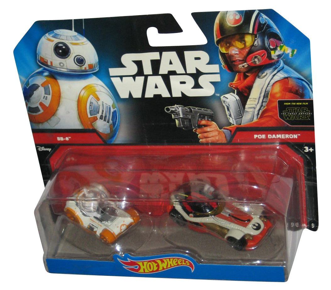 Star Wars Hot Wheels BB-8 & Poe Dameron (2014) Character Cars Vehicle Set 2-Pack - (Cracked Plastic)