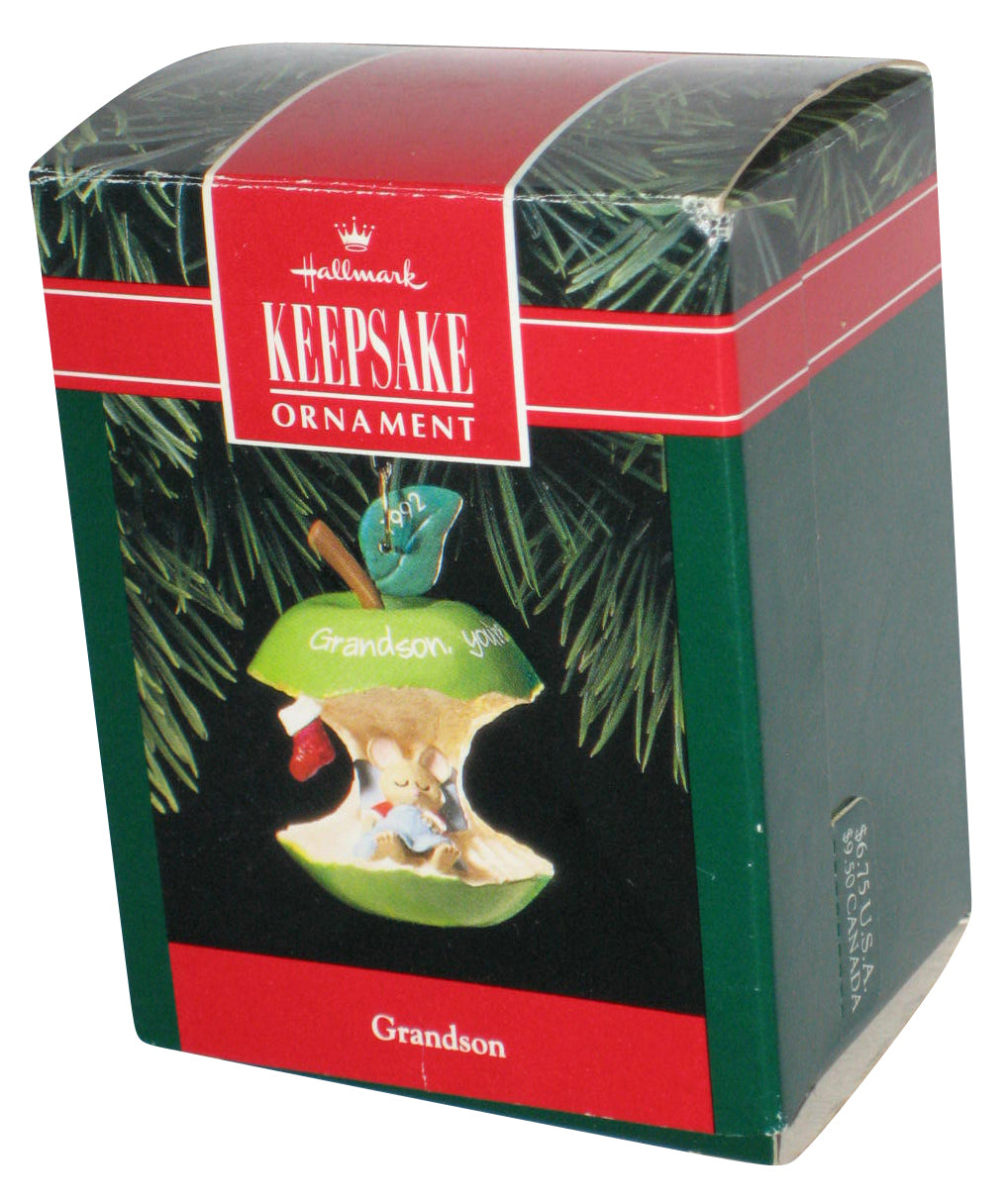 Green Apple Core Grandson (1992) Hallmark Christmas Keepsake Ornament
