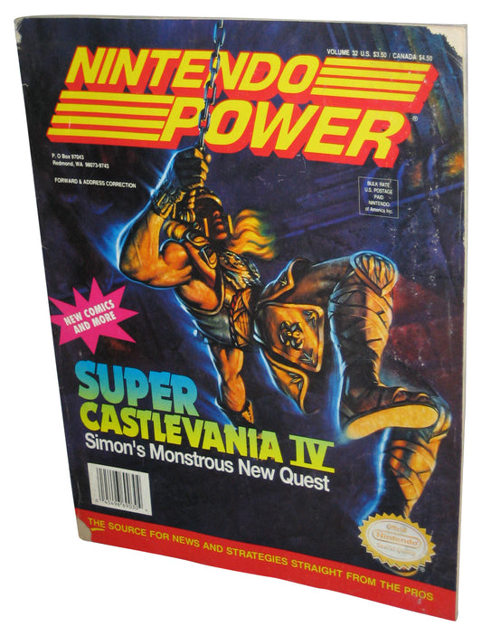Nintendo Power Vol. 32 Magazine Book w/ Rocketeer Poster - (Super Castlevania IV Cover)