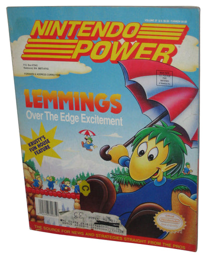 Nintendo Power June 1992 Vol. 37 Magazine Book w/ Ultra Bots Poster - (Lemmings Cover)