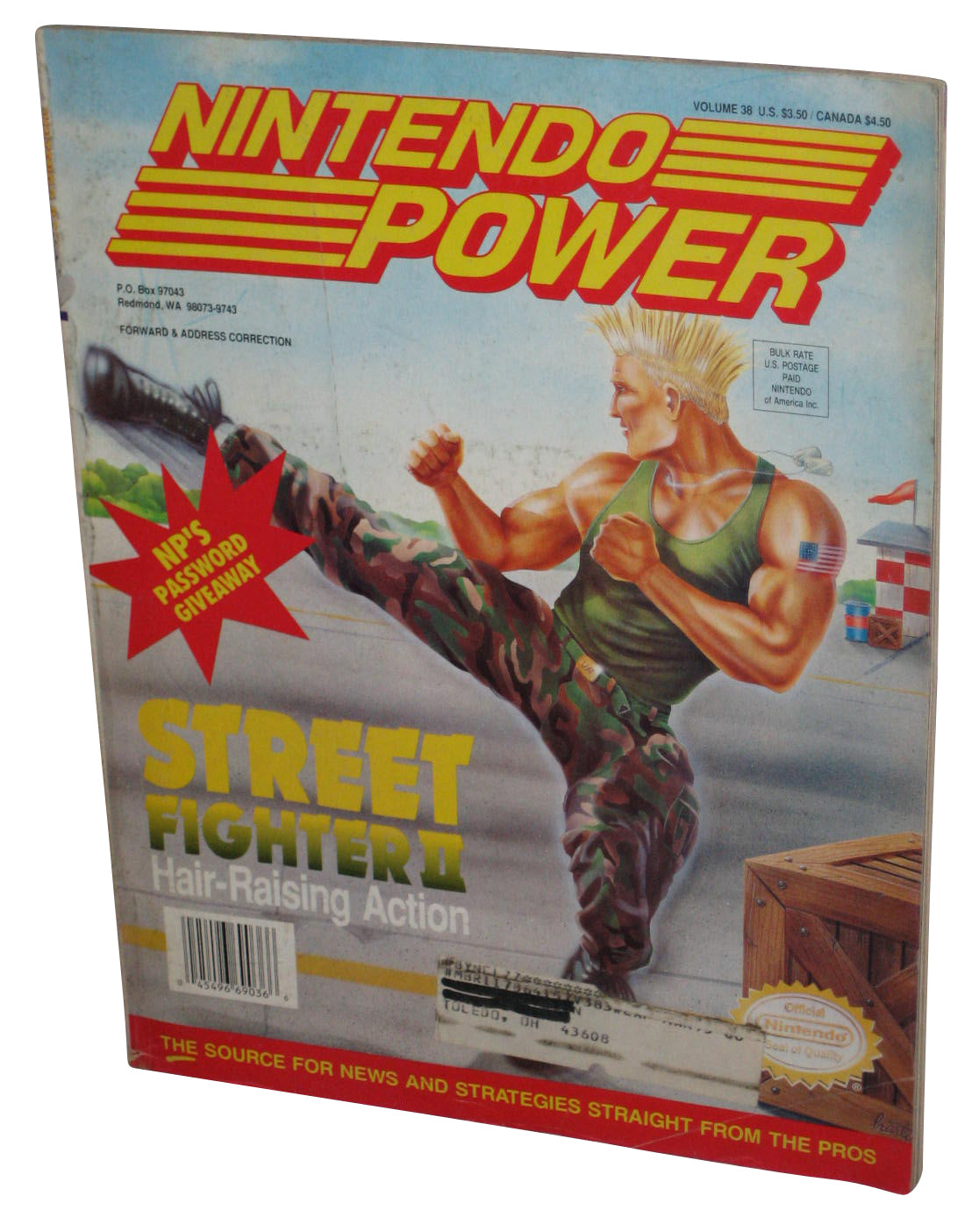 Nintendo Power July 1992 Vol. 38 Magazine Book w/ Wings Aces High 2 Poster - (Street Fighter II Cover)