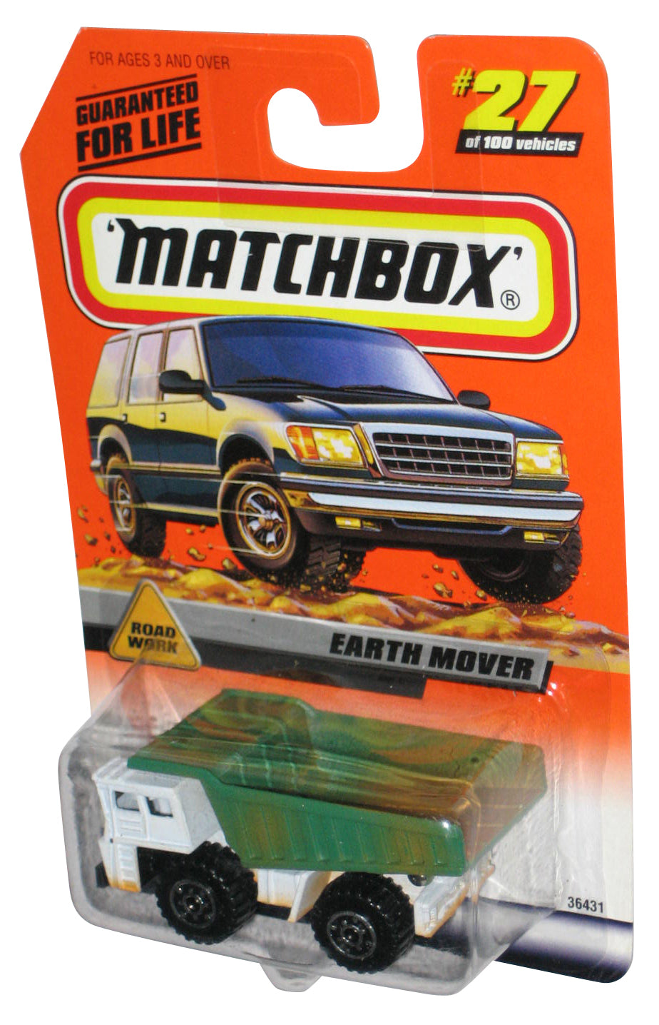 Matchbox Road Work (1998) Earth Mover White & Green Toy Truck #27