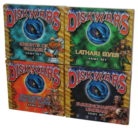 Disk Wars Revised (1999) Army Set Lot of 4 - (Knights of Falladir, Farrenghast's Undead, Lathari Elves & Dwarves of The Red Anvil)