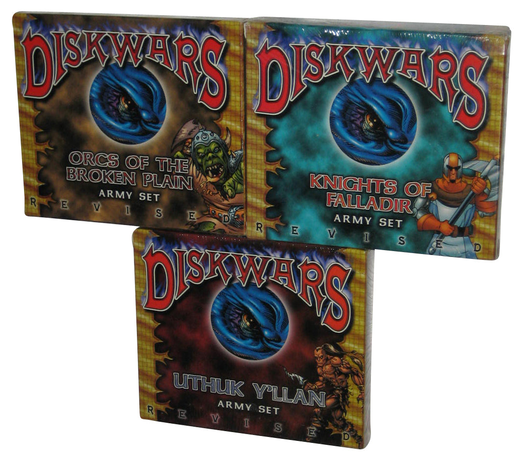 Disk Wars Revised (1999) Army Set Lot of 3 - (Uthuk Y'llan, Knights of Fallidir & Orcs of The Broken Plain)