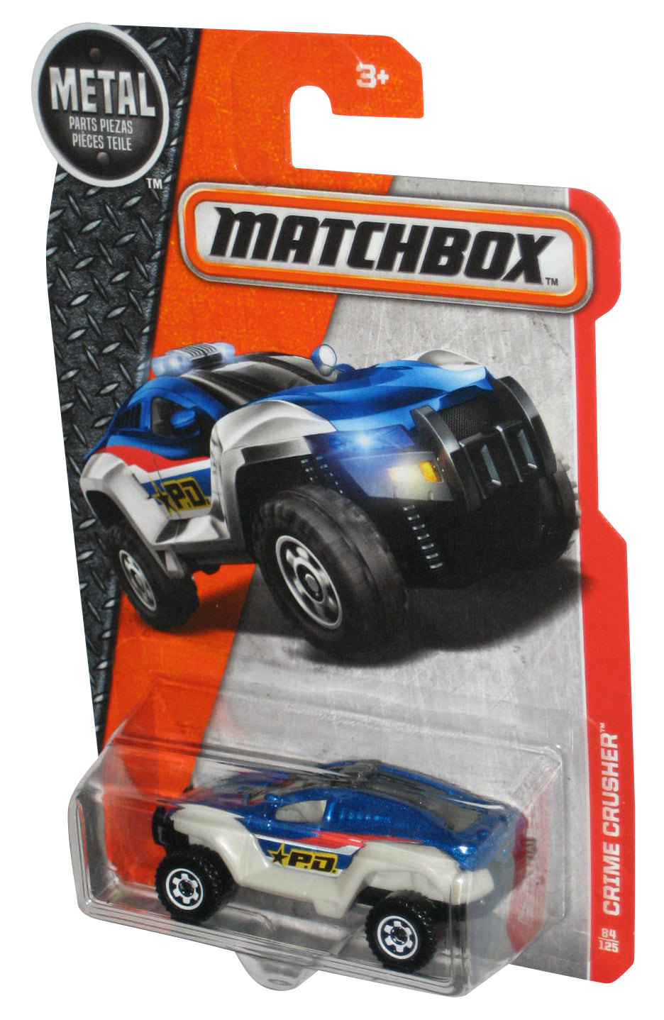 Matchbox MBX Heroic Rescue (2016) Silver & Blue Crime Crusher 4x4 Toy Car 84/125