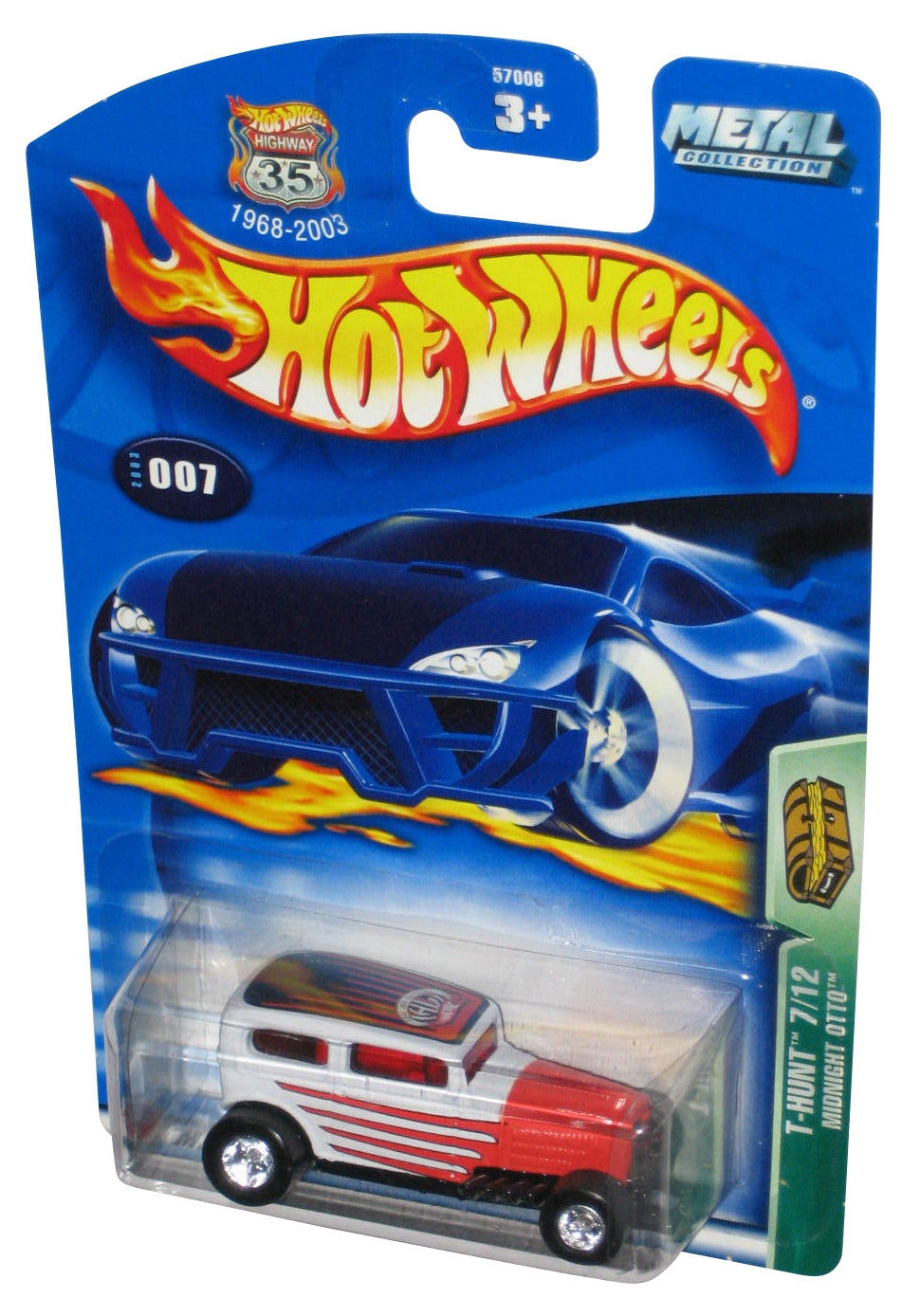 Hot Wheels T-Hunt 7/12 (2003) White & Red Midnight Otto Toy Car #007