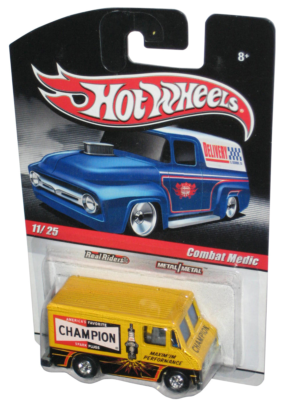Hot Wheels Champion Spark Plugs Combat Medic (2009) Yellow Real Riders Toy Van 11/25