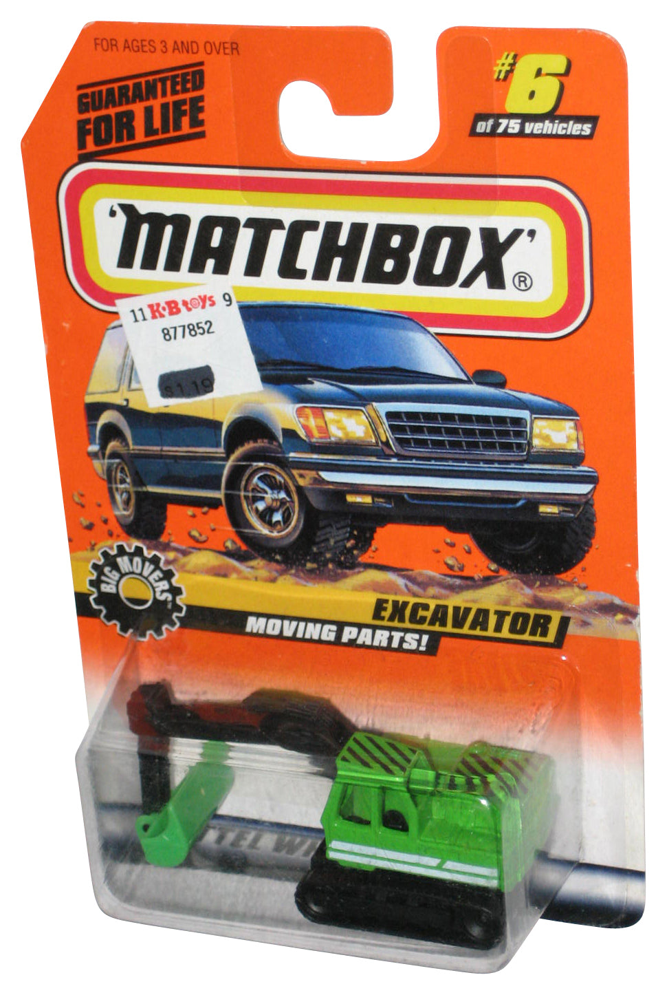 Matchbox Big Movers Green Excavator Construction Moving Parts Toy #6/75
