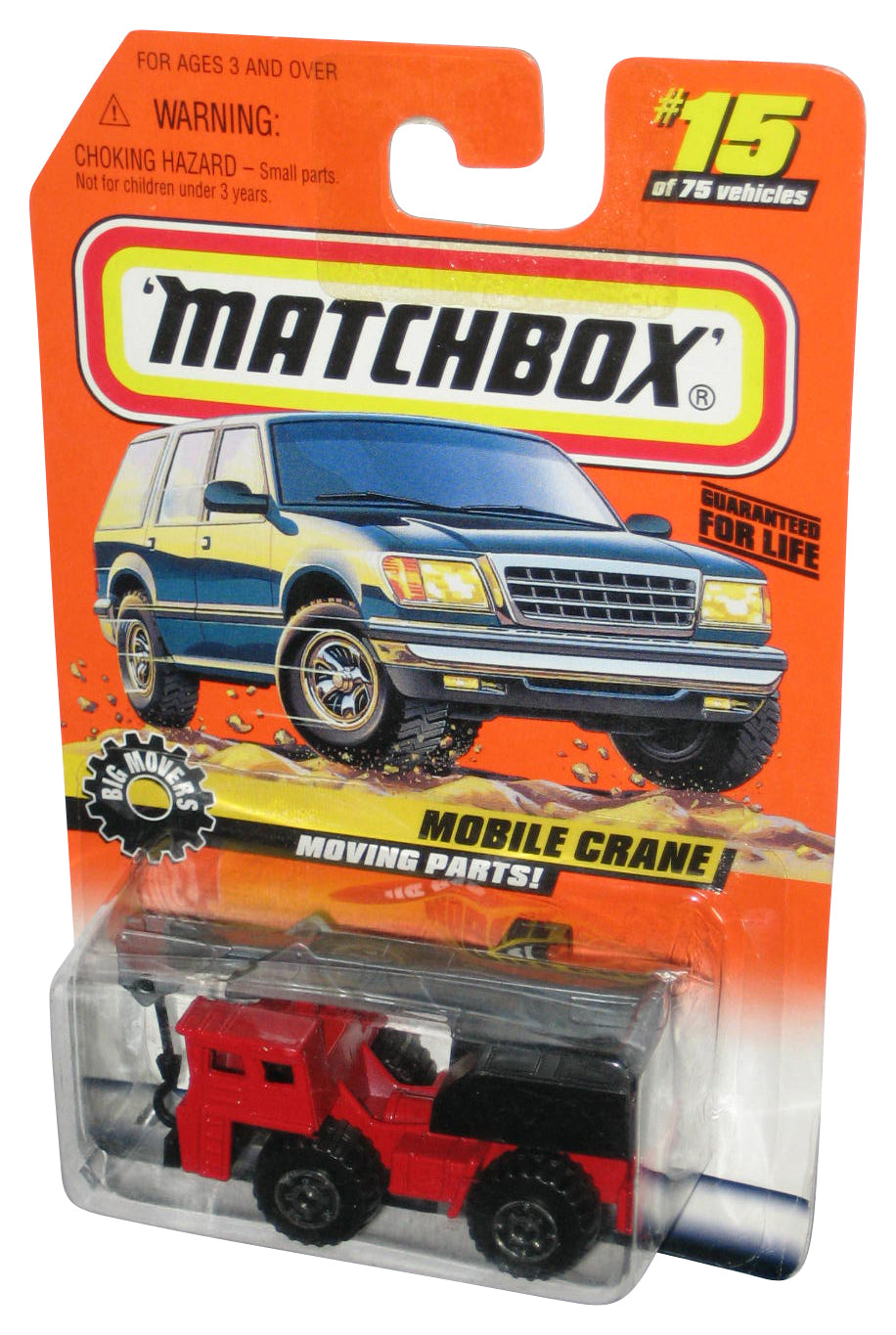 Matchbox Big Movers (1997) Mobile Crane Red Moving Parts Toy #15/75 - (Dented Plastic)