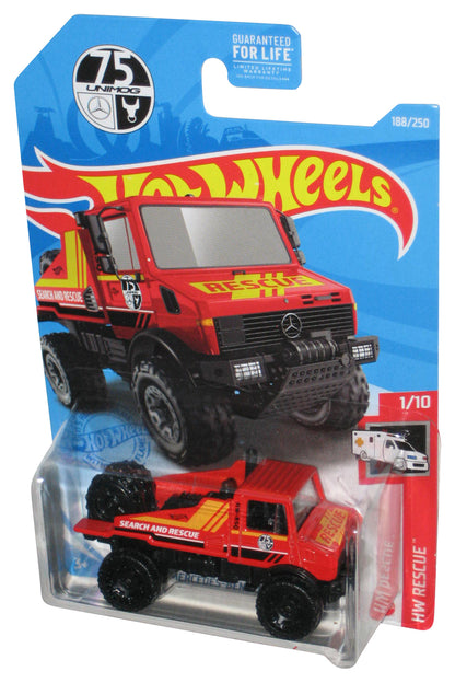 Hot Wheels HW Search & Rescue 1/10 (2020) Red Mercedes-Benz Unimog 1300 Toy 188/250