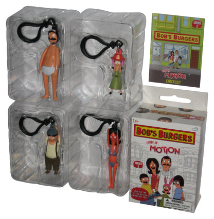 Bob's Burgers Chibi In Motion Figure Keychain Set - (Theater Gene, Firehat Louise, Scuba Bob & Sunburnt Linda)