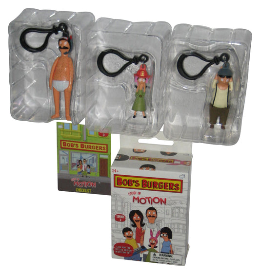 Bob's Burgers Chibi In Motion Figure Keychain Set - (Theater Gene, Firehat Louise & Scuba Bob)