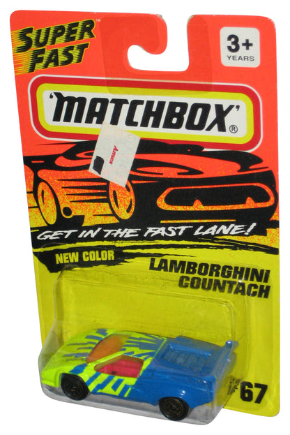 Matchbox Lamborghini Countach Blue & Green Toy Car #67 - (Get In The Fast Lane New Color)