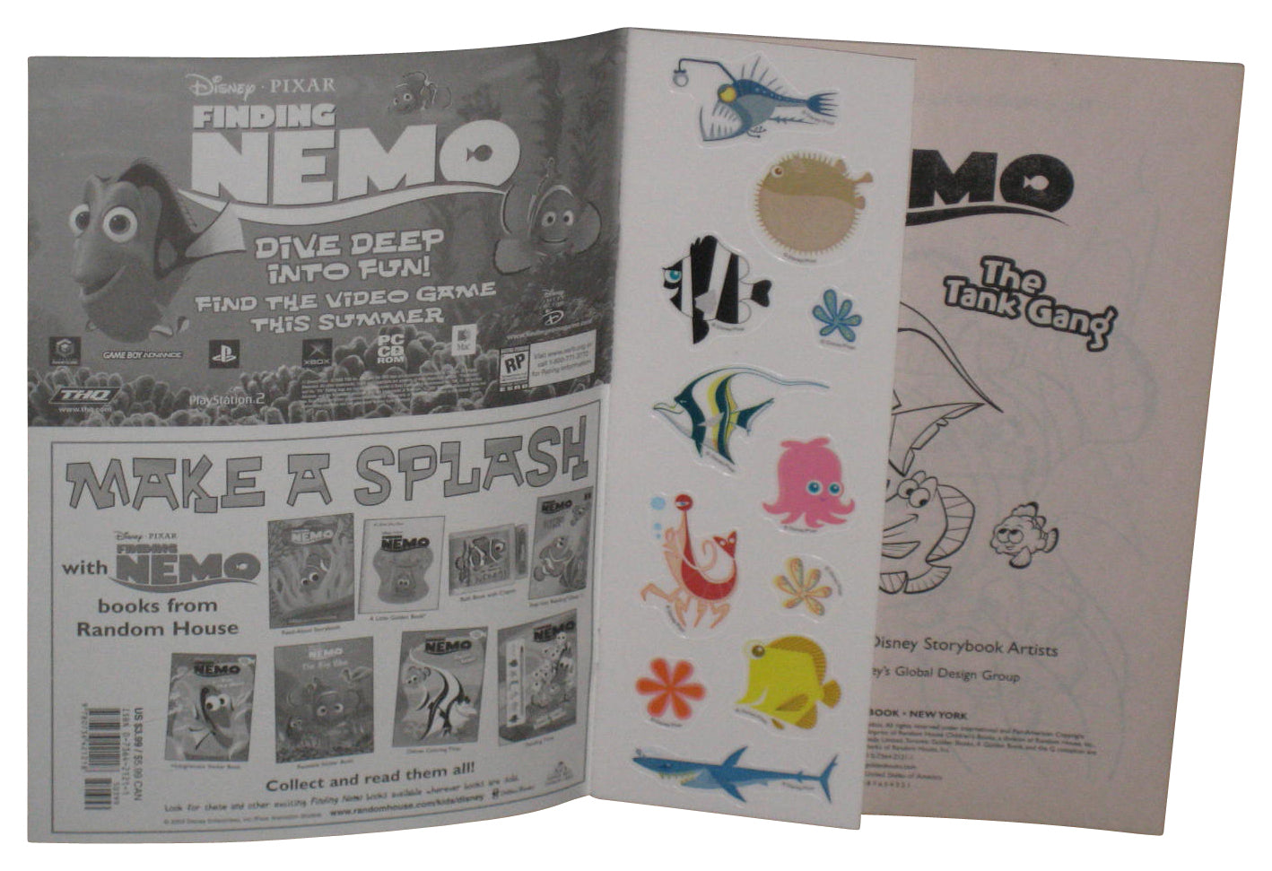Disney Pixar Finding Nemo The Tank Gang Story & Coloring Book w/ Bathtub Stickers