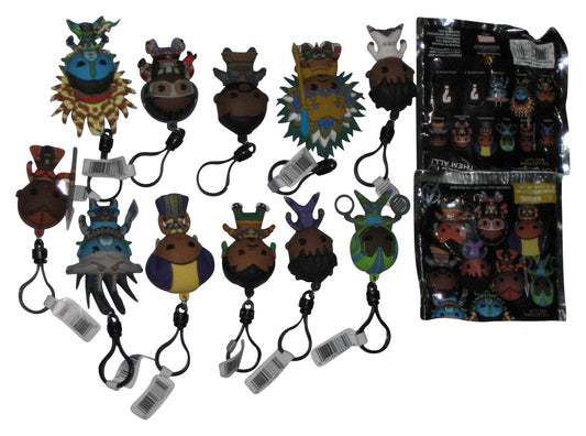 Marvel Black Panther Wakanda Forever Monogram Figural 3D Bag Clip Keychain Complete Set