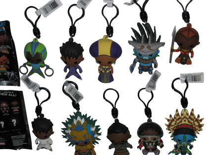 Marvel Black Panther Wakanda Forever Monogram Figural 3D Bag Clip Keychain Complete Set
