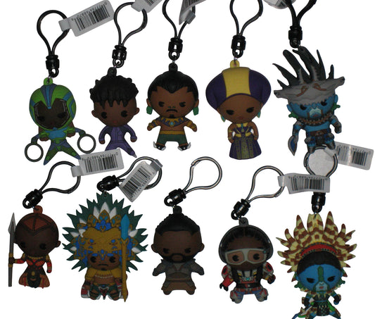 Marvel Black Panther Wakanda Forever Monogram Figural 3D Bag Clip Keychain 10pc Lot