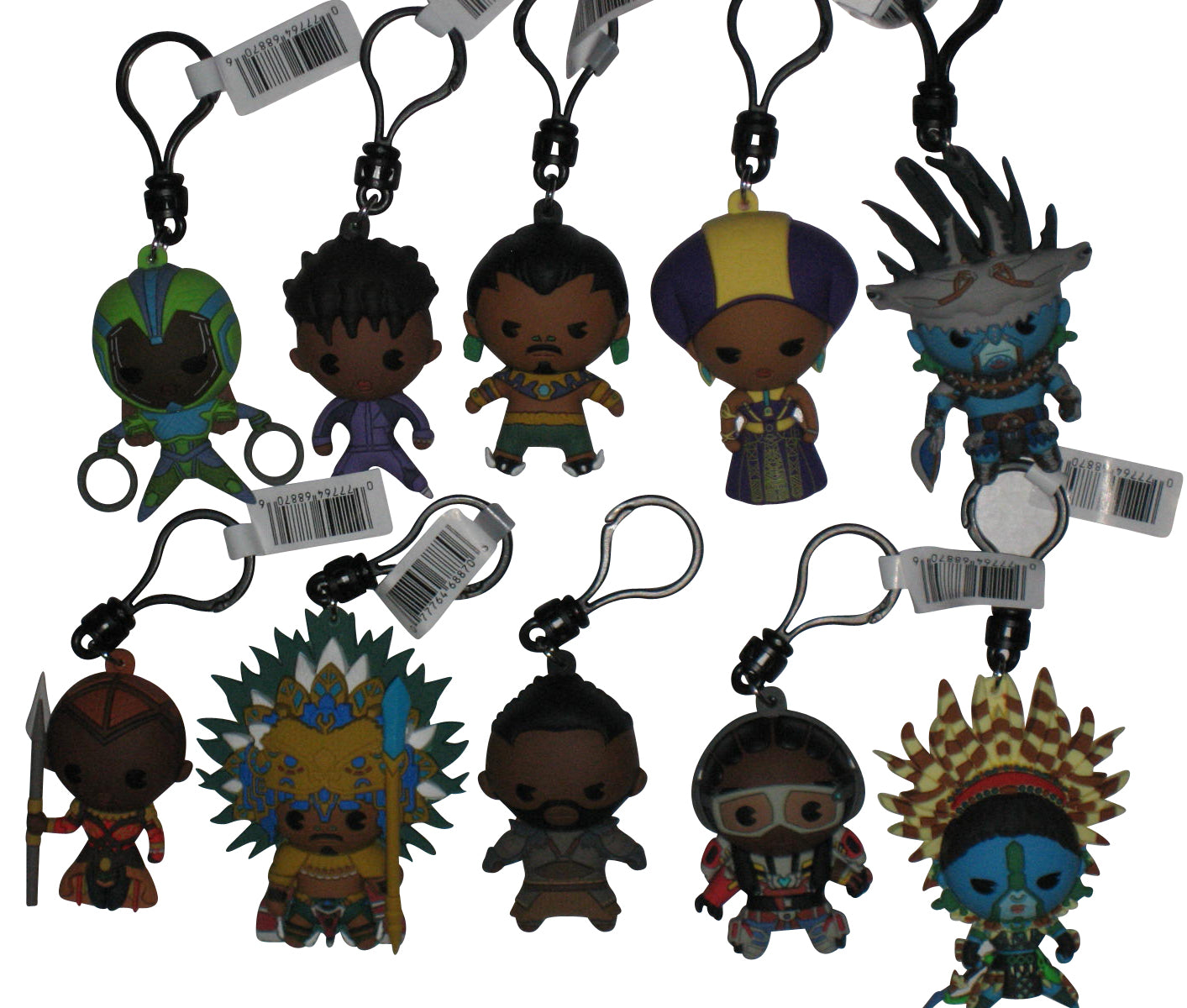 Marvel Black Panther Wakanda Forever Monogram Figural 3D Bag Clip Keychain 10pc Lot