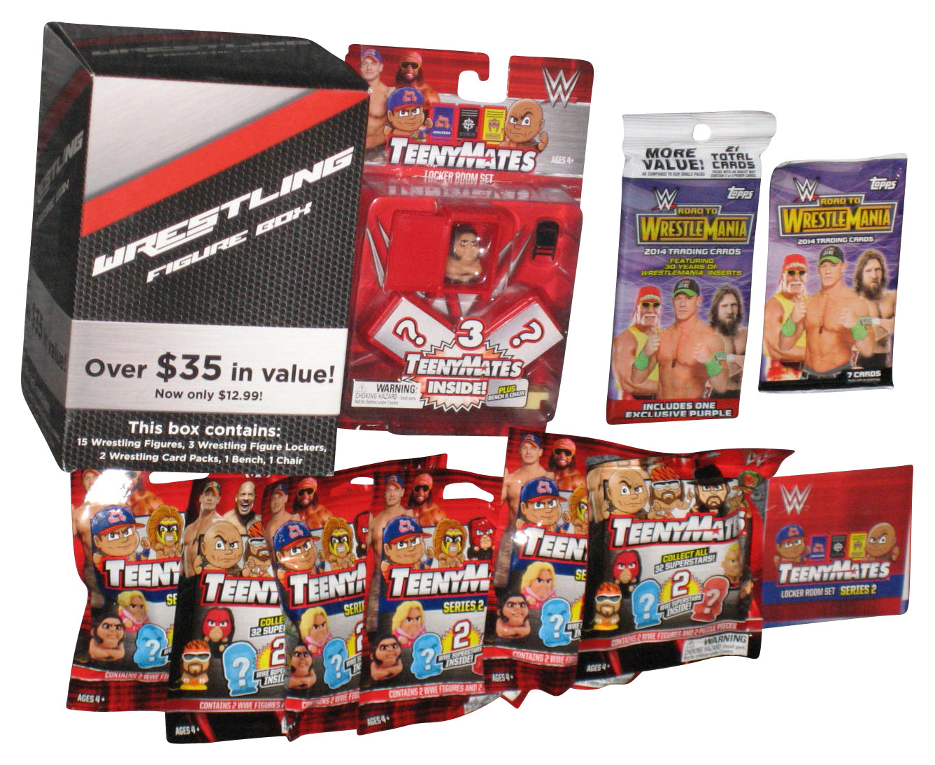 WWE Wrestling TeenyMates Series 2 (2017) Mini Figure Blind Mystery Box Set - (15 Figures)